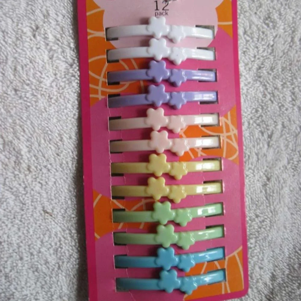 12 Just Basic All Plastic Hair Barrettes Clips Pins Design No Metal Allergy Safe